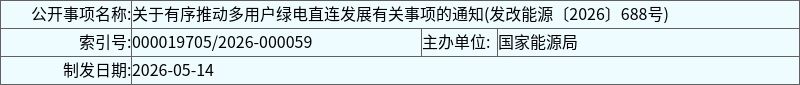 关于有序推动多用户绿电直连发展有关事项的通知(发改能源〔2026〕688号)2